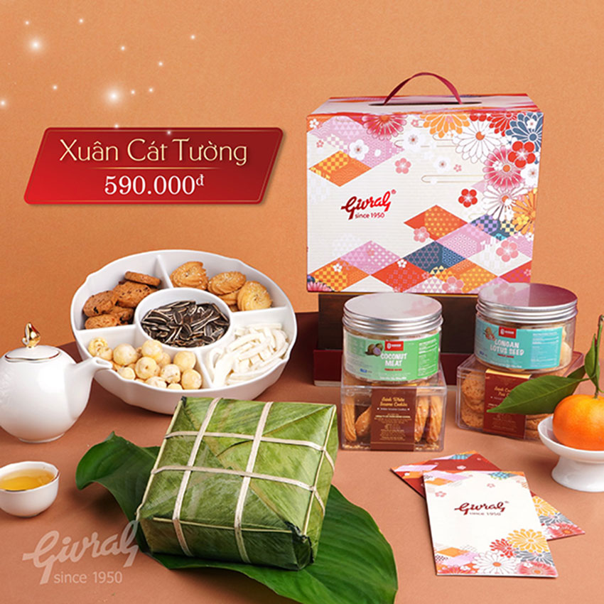 giỏ quà tết xuân cát tường givral